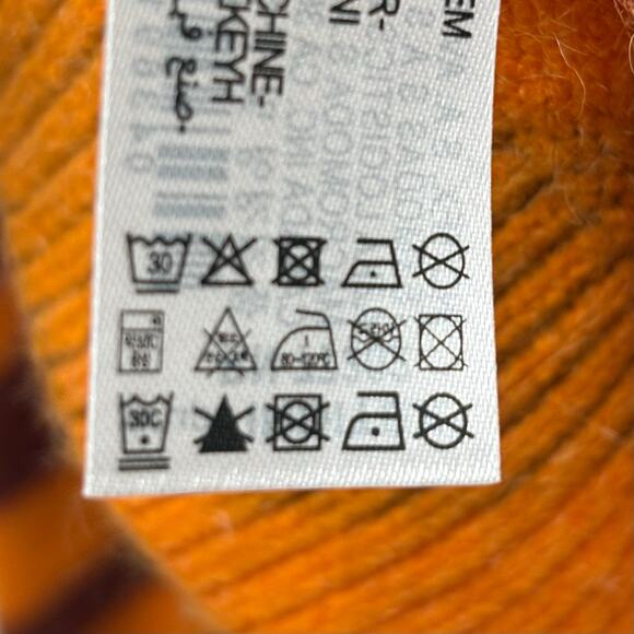 NEW with tags Zara Sweater Orange Red Swirls High Crew Neck Crop Women's Size M - Picture 5 of 6